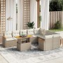 Set Divano da Giardino 10 pz con Cuscini Beige in Polyrattan