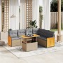 Set Divani da Giardino 7 pz con Cuscini Beige in Polyrattan