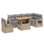 Set Divani da Giardino 7 pz con Cuscini Beige in Polyrattan