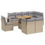 Set Divano da Giardino 9 pz con Cuscini Beige in Polyrattan