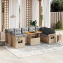 Set Divano da Giardino 10 pz con Cuscini Beige in Polyrattan