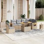 Set Divani da Giardino 7 pz con Cuscini Beige in Polyrattan