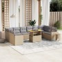 Set Divani da Giardino 11 pz con Cuscini Beige in Polyrattan