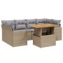 Set Divani da Giardino 7 pz con Cuscini Beige in Polyrattan