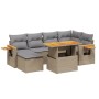 Set Divani da Giardino 7 pz con Cuscini Beige in Polyrattan