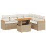 Set Divani da Giardino 7 pz con Cuscini Beige in Polyrattan