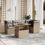 Set Divano da Giardino 5 pz con Cuscini Beige in Polyrattan