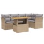 Set Divano da Giardino 5 pz con Cuscini Beige in Polyrattan