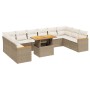 Set Divani da Giardino 11 pz con Cuscini Beige in Polyrattan