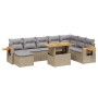 Set Divano da Giardino 8 pz con Cuscini Beige in Polyrattan