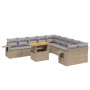 Set Divani da Giardino 11 pz con Cuscini Beige in Polyrattan