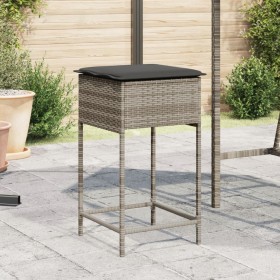 Sgabelli da Bar con Cuscini 2 pz Grigi in Polyrattan