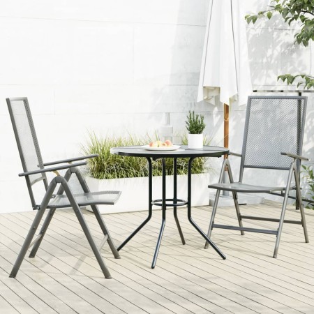 Set Sedie Giardino Reclinabili 3pz Antracite Acciaio Verniciato