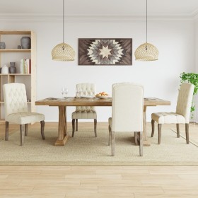 Sedie da Pranzo 4 pz Beige in Tessuto Effetto Lino