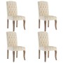 Sedie da Pranzo 4 pz Beige in Tessuto Effetto Lino