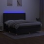 Letto a Molle con Materasso e LED Nero 160x200 cm in Tessuto