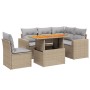 Set Divano da Giardino 6 pz con Cuscini Beige in Polyrattan