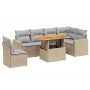 Set Divani da Giardino 7 pz con Cuscini Beige in Polyrattan