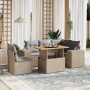 Set Divano da Giardino 6 pz con Cuscini Beige in Polyrattan