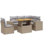 Set Divano da Giardino 6 pz con Cuscini Beige in Polyrattan