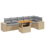 Set Divani da Giardino 7 pz con Cuscini Beige in Polyrattan