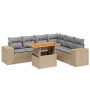 Set Divani da Giardino 7 pz con Cuscini Beige in Polyrattan