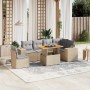 Set Divani da Giardino 7 pz con Cuscini Beige in Polyrattan