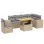 Set Divani da Giardino 7 pz con Cuscini Beige in Polyrattan