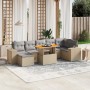 Set Divano da Giardino 8 pz con Cuscini Beige in Polyrattan