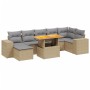 Set Divano da Giardino 8 pz con Cuscini Beige in Polyrattan