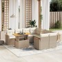 Set Divano da Giardino 9 pz con Cuscini Beige in Polyrattan