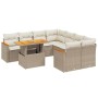 Set Divano da Giardino 9 pz con Cuscini Beige in Polyrattan