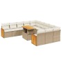 Set Divani da Giardino 11 pz con Cuscini Beige in Polyrattan