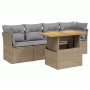 Set Divano da Giardino 5 pz con Cuscini Beige in Polyrattan