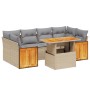 Set Divani da Giardino 7 pz con Cuscini Beige in Polyrattan