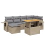 Set Divani da Giardino 7 pz con Cuscini Beige in Polyrattan