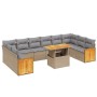 Set Divani da Giardino 11 pz con Cuscini Beige in Polyrattan