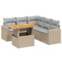 Set Divano da Giardino 6 pz con Cuscini Beige in Polyrattan