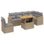 Set Divani da Giardino 7 pz con Cuscini Beige in Polyrattan