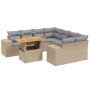 Set Divano da Giardino 9 pz con Cuscini Beige in Polyrattan