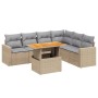 Set Divani da Giardino 7 pz con Cuscini Beige in Polyrattan