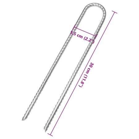 Picchetti Tenda 12 pz a Forma di U 30 cm Ø7 mm Acciaio Zincato