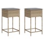 Sgabelli da Bar con Cuscini 2 pz Beige in Polyrattan