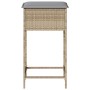 Sgabelli da Bar con Cuscini 2 pz Beige in Polyrattan