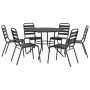 Set Sedie Giardino Impilabili 7pz Antracite Acciaio Verniciato