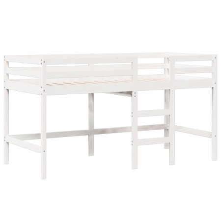 Letto a Soppalco con Tetto Bianco 75x190 cm in Legno di Pino