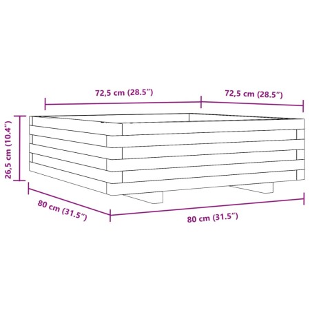 Fioriera da Giardino Bianca 80x80x26,5cm Legno Massello di Pino