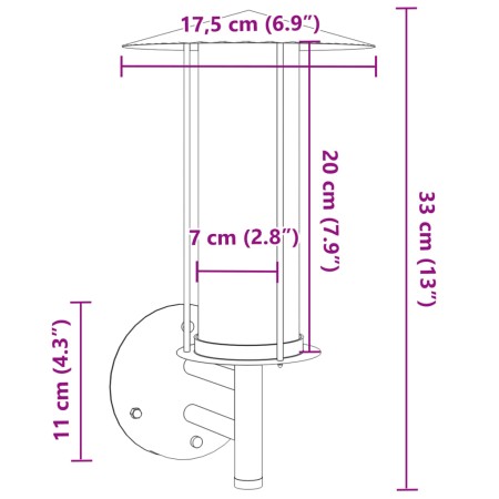 Applique da Esterno 2 pz Argento in Acciaio Inossidabile