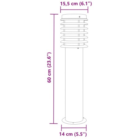 Lampada da Terra per Esterni Nera 60 cm in Acciaio Inox