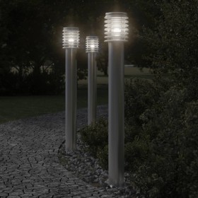 Lampada da Terra per Esterni Presa Argento 110 cm in Acciaio